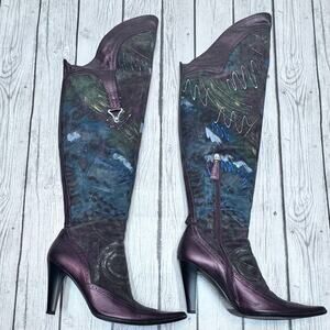 MARINO FABIANI Italian Leather & Suede Over Knee Boot Size 7 1/2